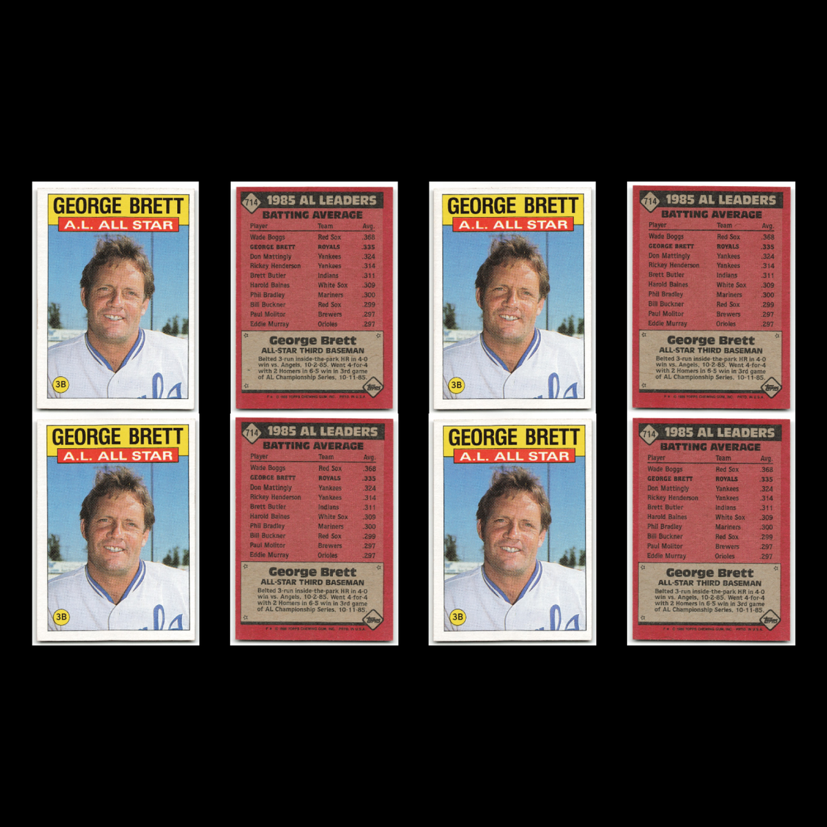 George Brett Lot 38 Baseball Cards 1986 Topps Kansas City Royals Set Collection