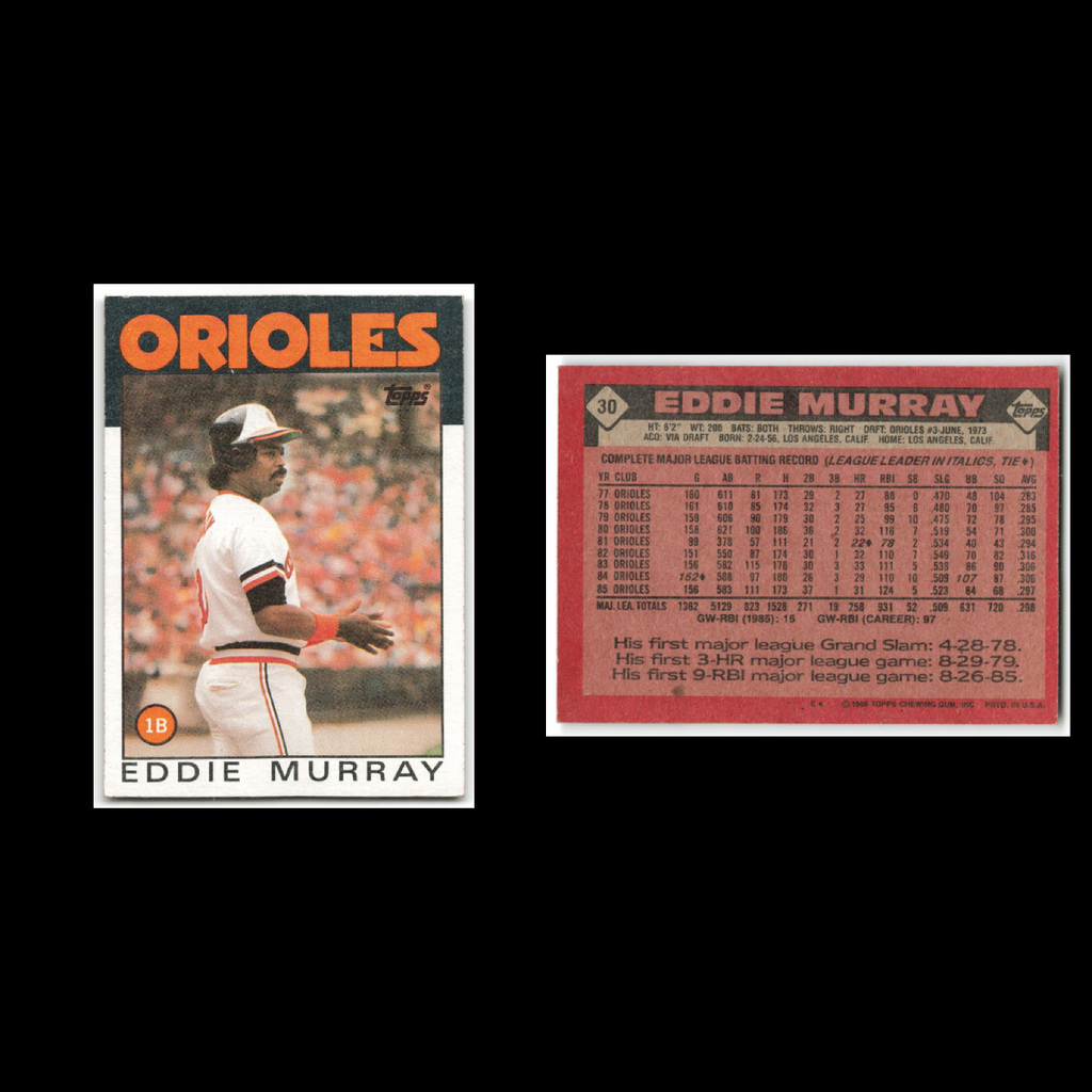 Eddie Murray Lot 15 Baseball Cards 1986 Topps Baltimore Orioles Set Collection