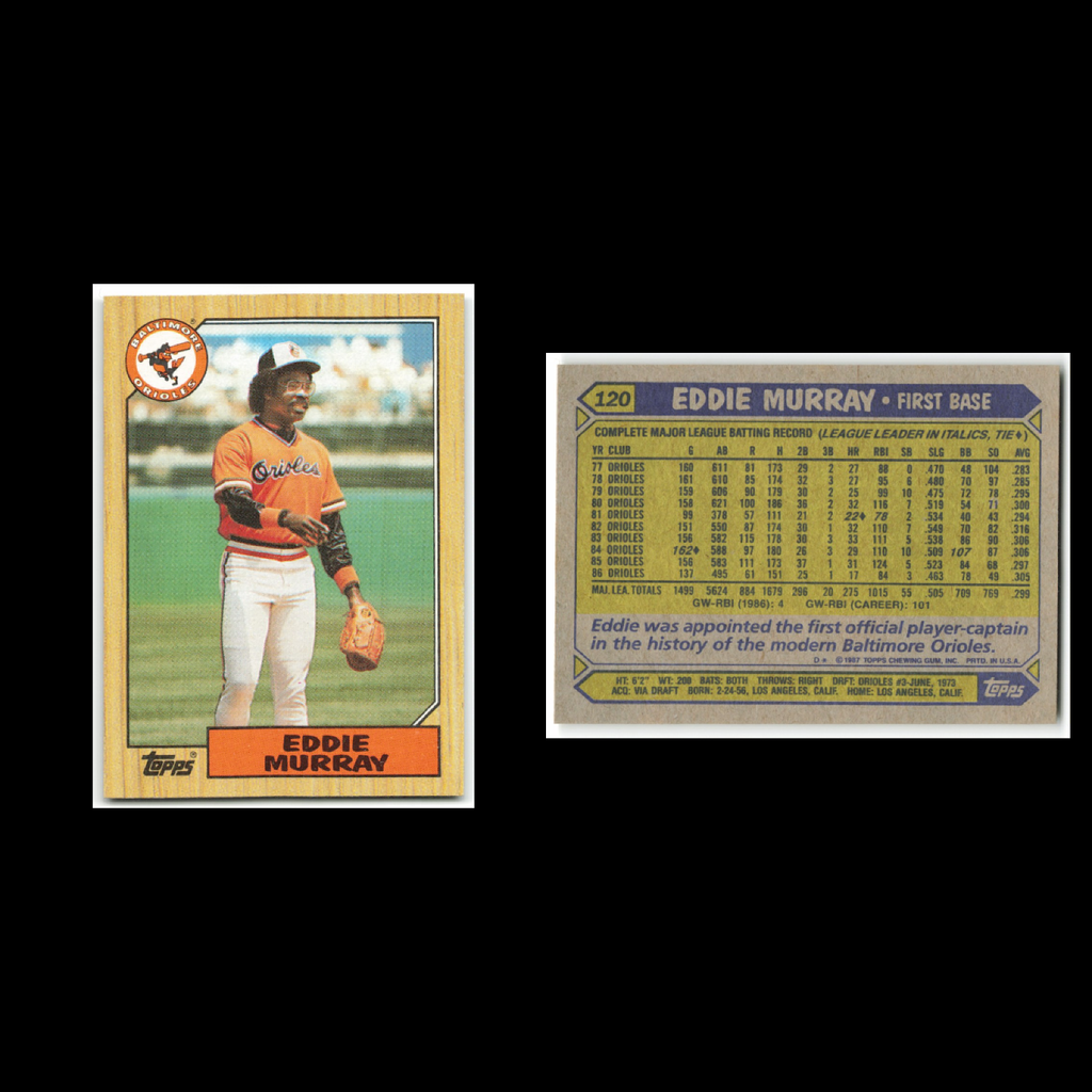 Eddie Murray Lot 13 Baseball Cards 1987 Topps Baltimore Orioles Set Collection