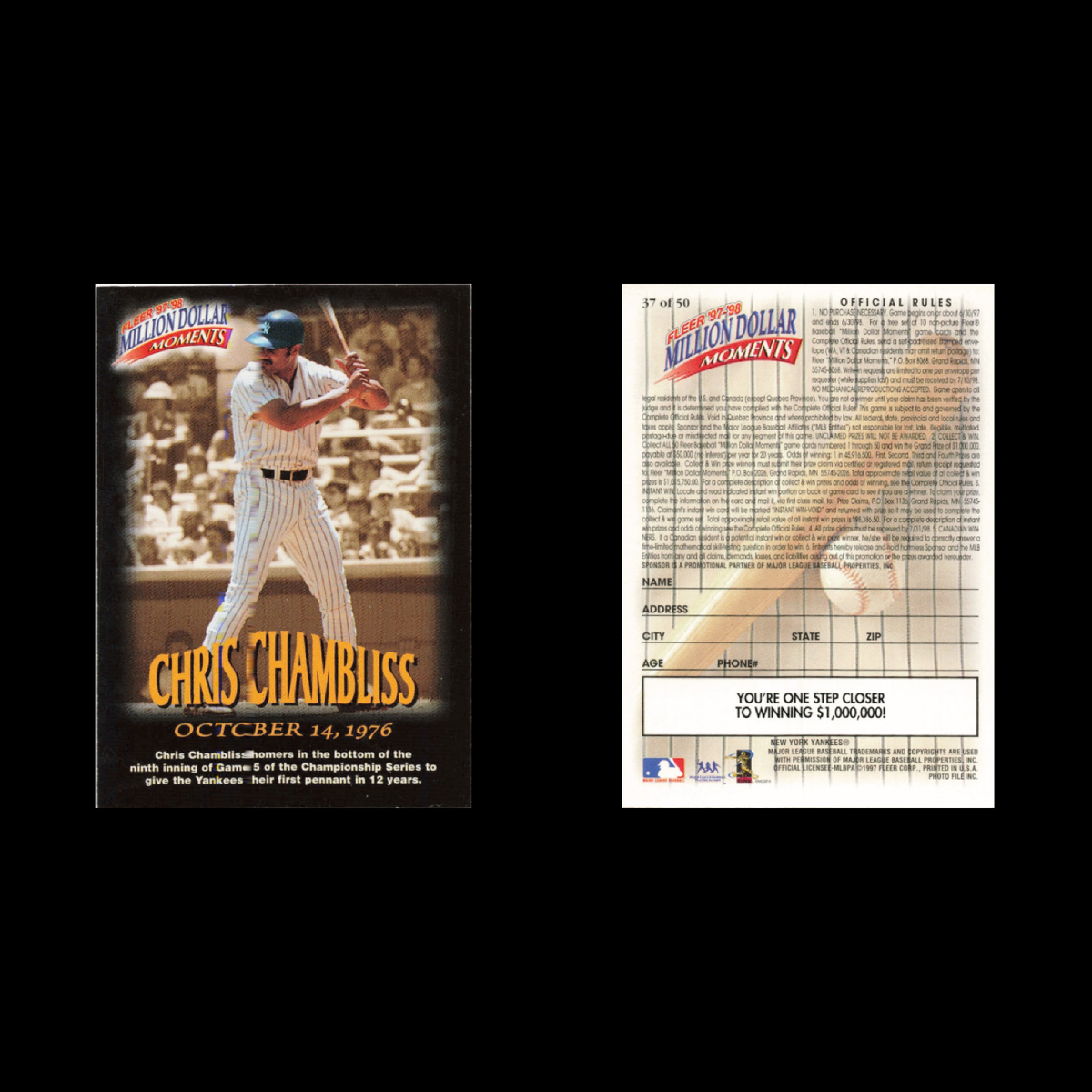 Lot 15 Baseball Cards 1997 Fleer Million Dollar Moments Henderson