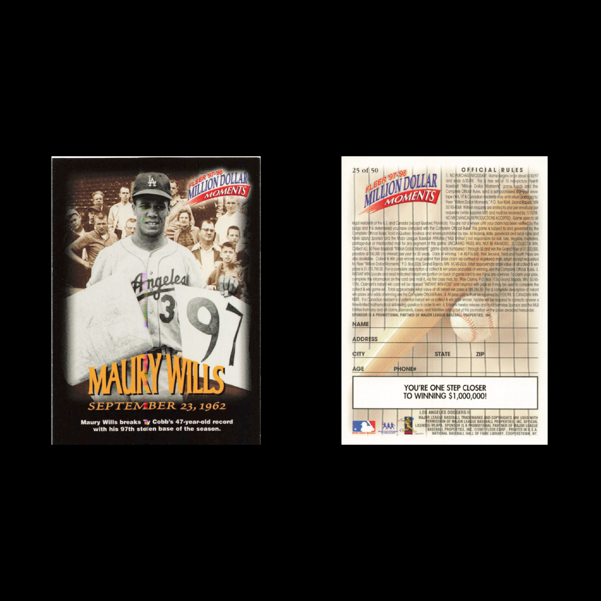 Lot 15 Baseball Cards 1997 Fleer Million Dollar Moments Henderson