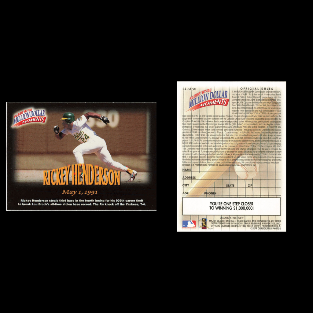 Lot 15 Baseball Cards 1997 Fleer Million Dollar Moments Henderson