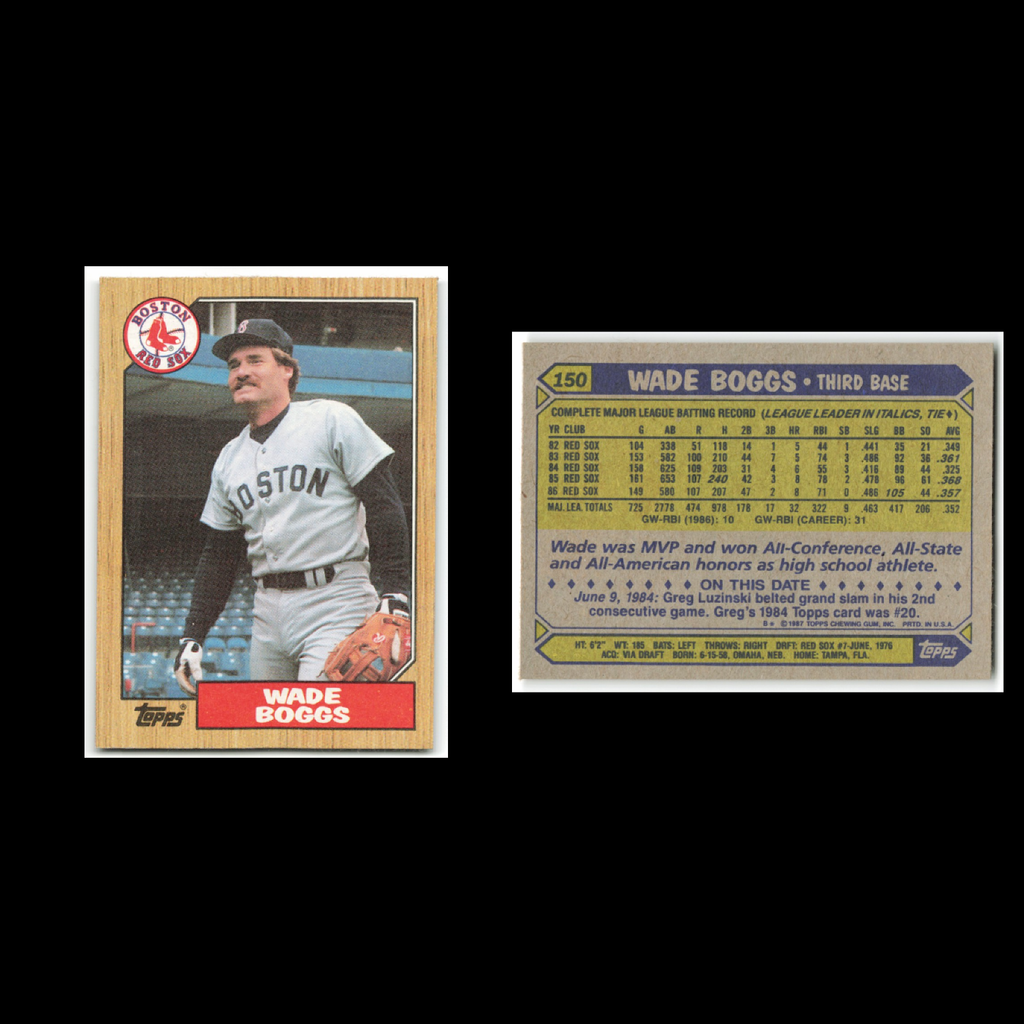 Wade Boggs Lot 13 Baseball Cards 1987 Topps Boston Red Sox Set Collection MLB NM