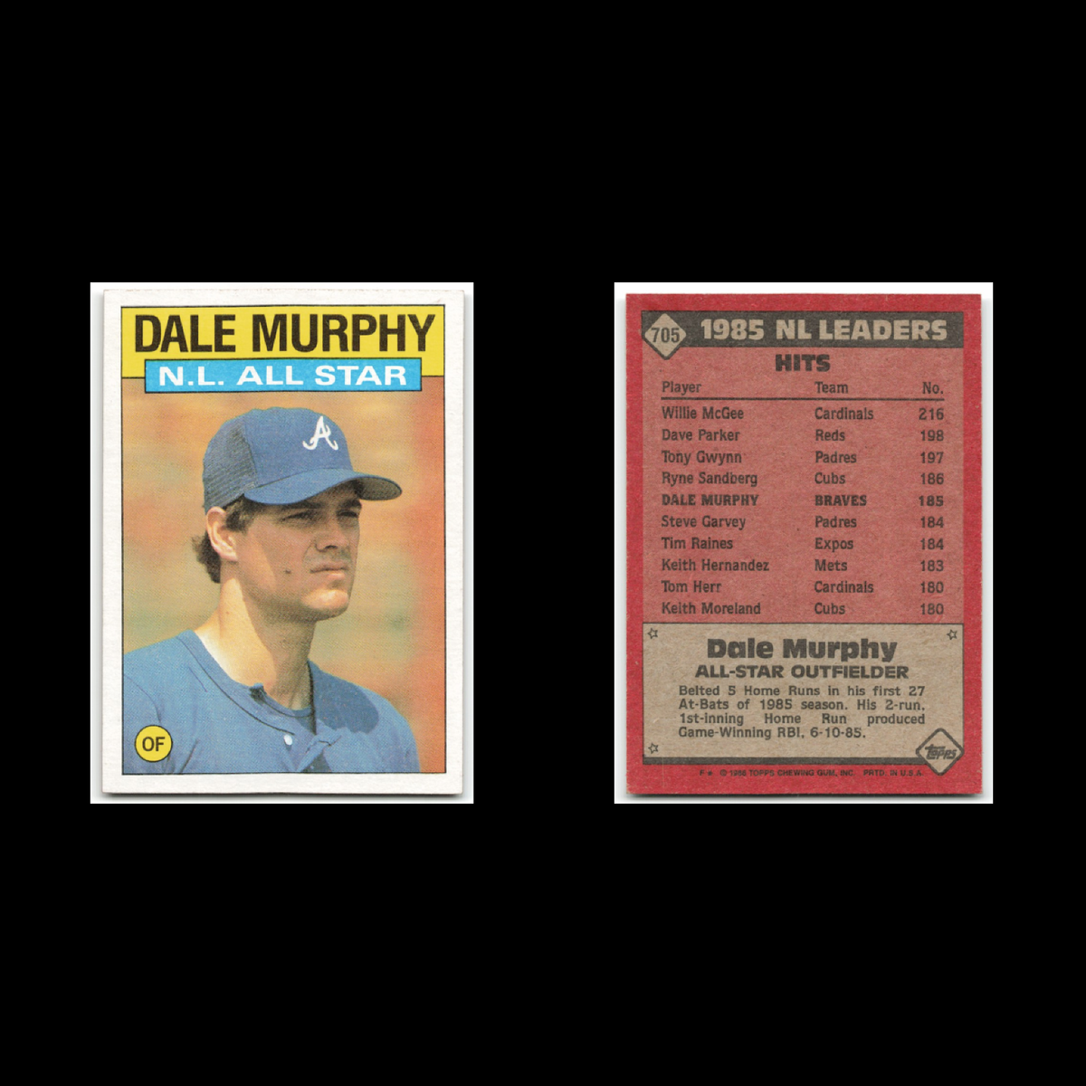 Dale Murphy Lot 15 Baseball Cards 1986 Topps Atlanta Braves Set Collection MLB