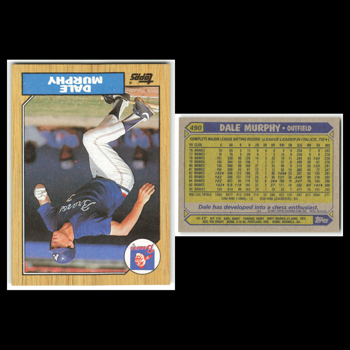Dale Murphy Lot 6 Baseball Cards Topps Atlanta Braves Set Collection MLB NM