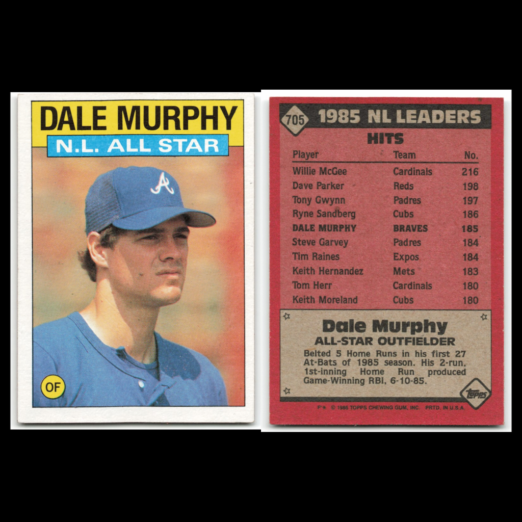 Dale Murphy Lot 6 Baseball Cards Topps Atlanta Braves Set Collection MLB NM