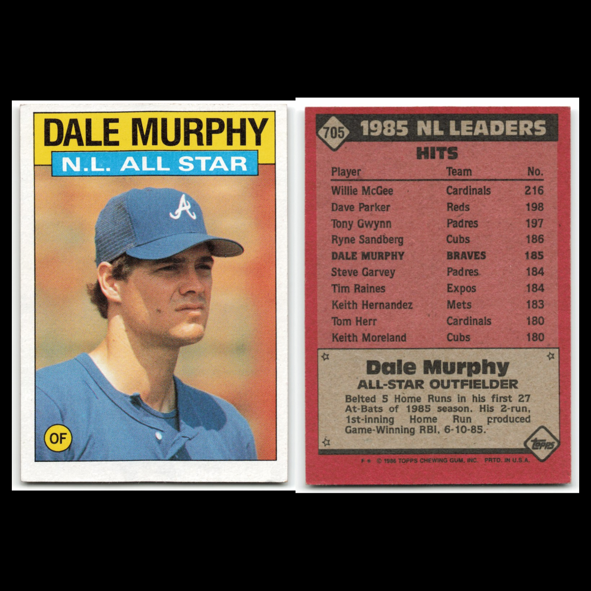Dale Murphy Lot 6 Baseball Cards Fleer Atlanta Braves Set MLB NM