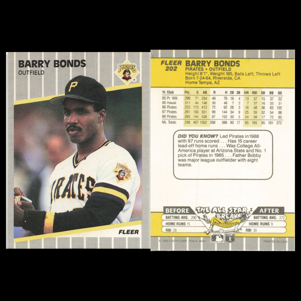 Barry Bonds Lot 6 Baseball Cards Fleer Pittsburgh Pirates Set Collection NM