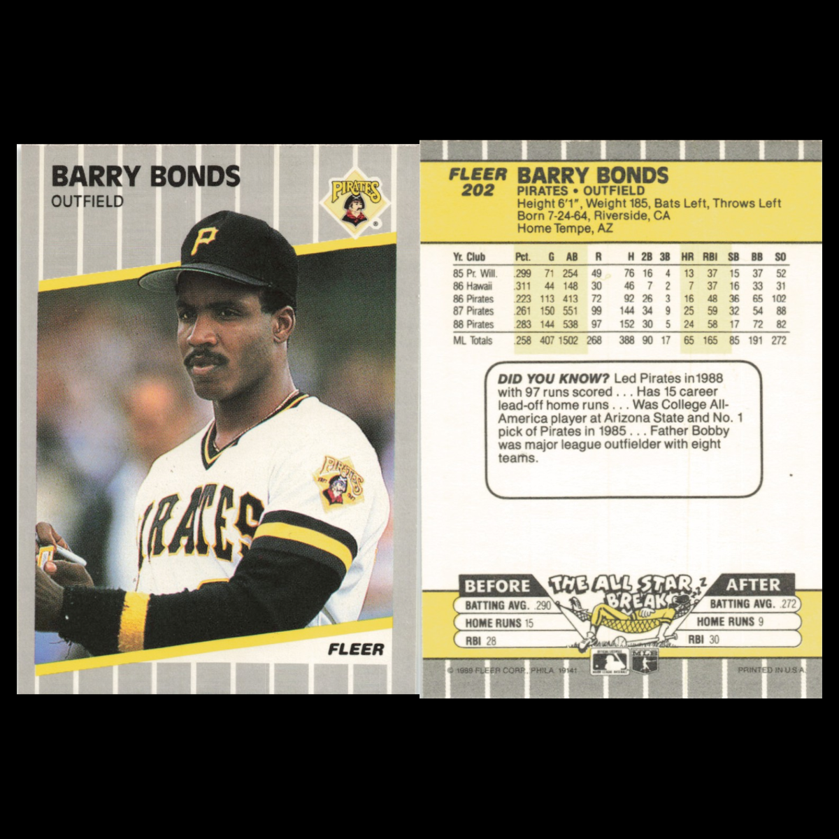 Barry Bonds Lot 6 Baseball Cards Fleer Pittsburgh Pirates Set Collection NM