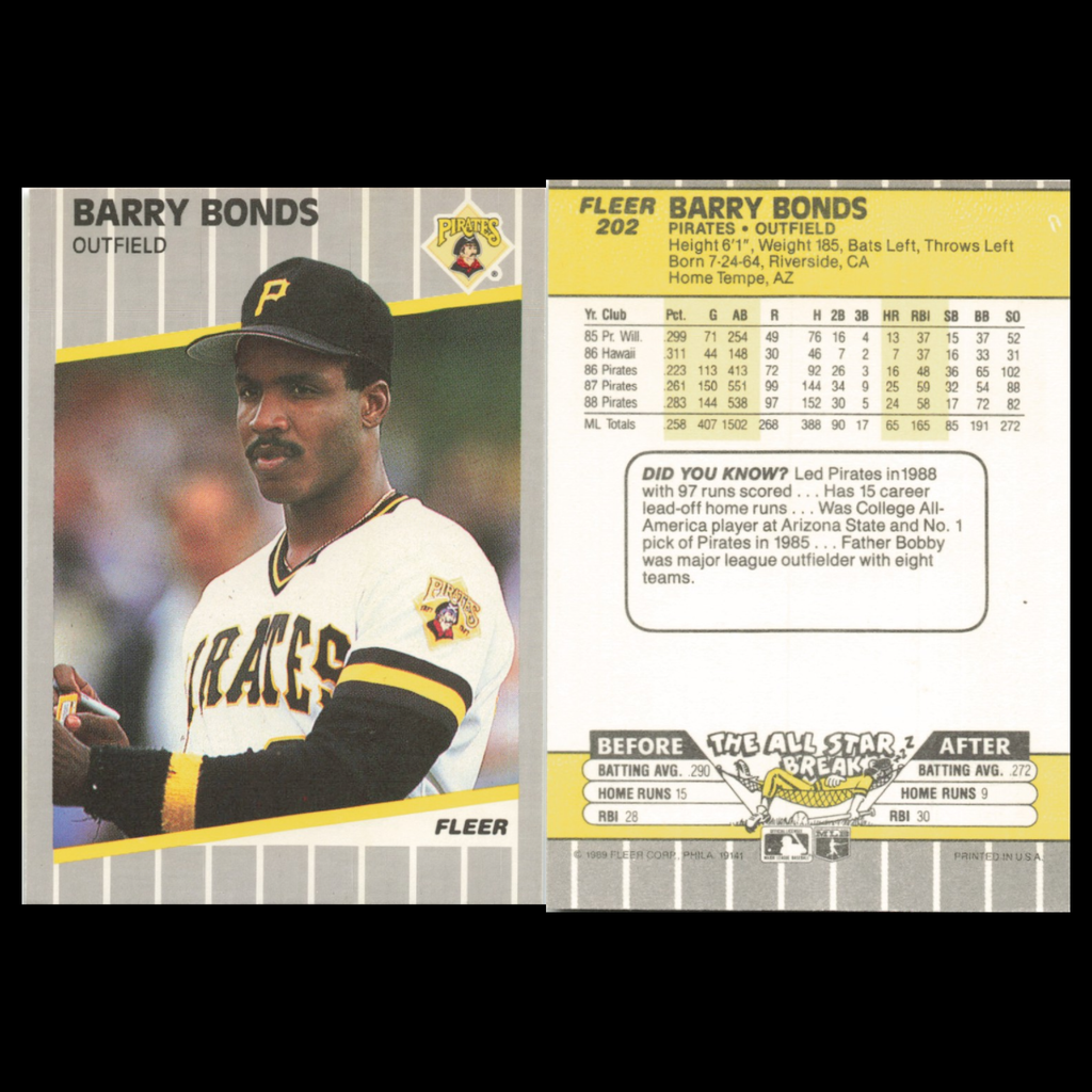 Barry Bonds Lot 6 Baseball Cards Fleer Pittsburgh Pirates Set Collection NM