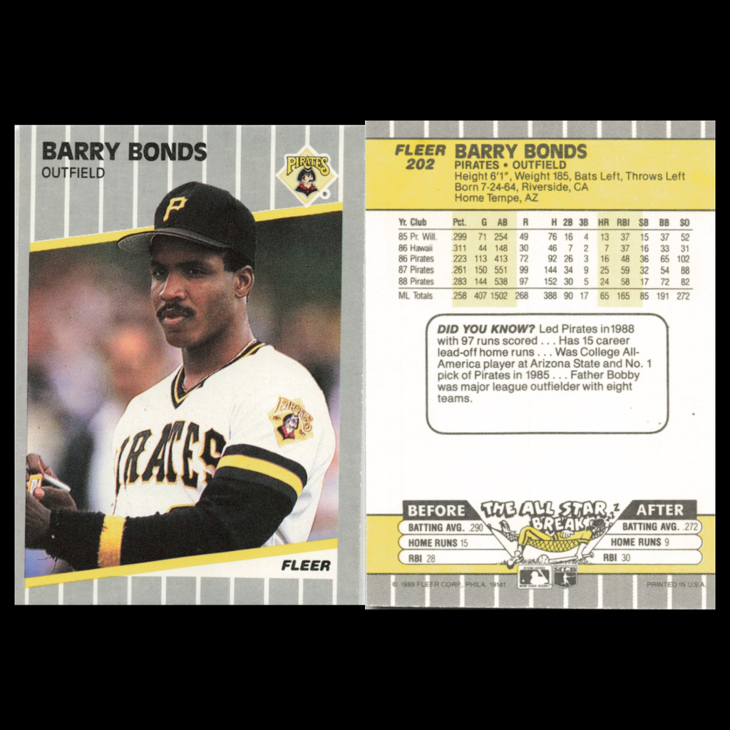 Barry Bonds Lot 6 Baseball Cards Fleer Pittsburgh Pirates Set Collection NM