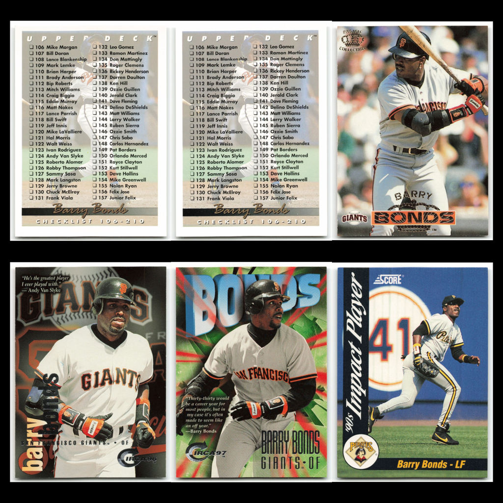 Barry Bonds Lot 6 Baseball Cards Upper Deck Pittsburgh Pirates Set MLB NM