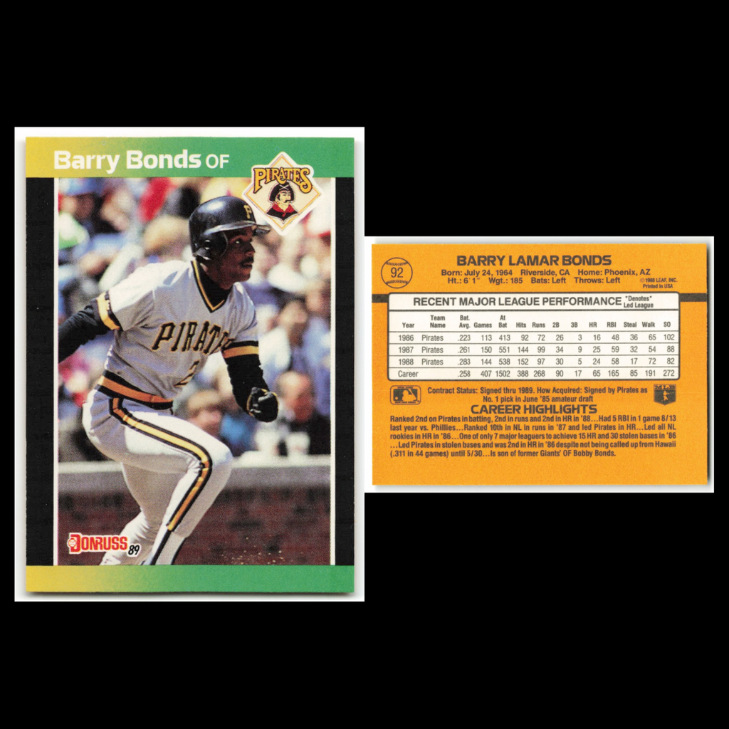 Barry Bonds Lot 6 Baseball Cards Donruss Pittsburgh Pirates Set Collection