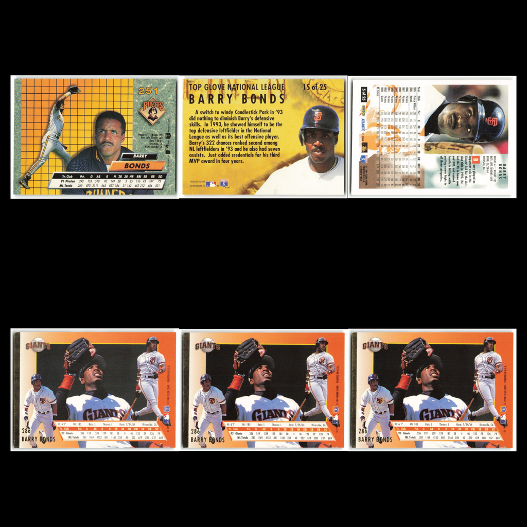 Barry Bonds Lot 6 Baseball Cards Ultra Pittsburgh Pirates Set Collection NM