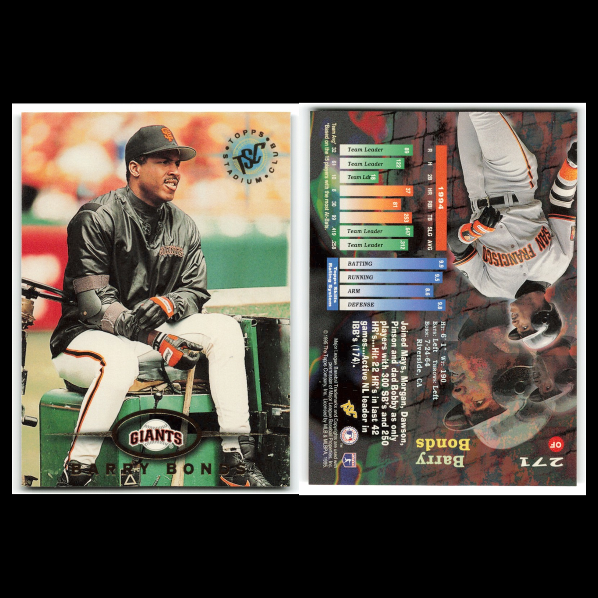 Barry Bonds Lot 6 Baseball Cards Stadium Club San Francisco Giants Set MLB