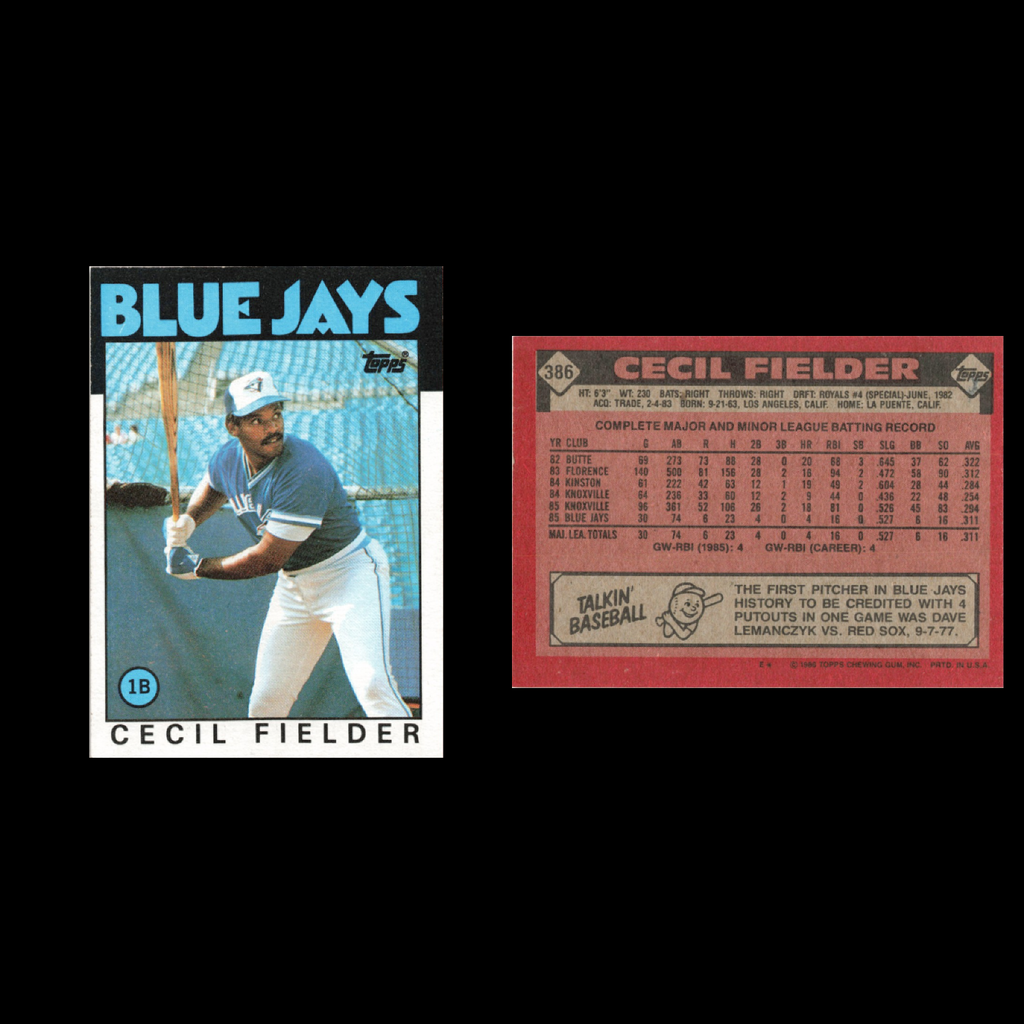 Cecil Fielder Rookie Lot 13 Baseball Cards 1986 Topps Toronto Blue Jays Set MLB