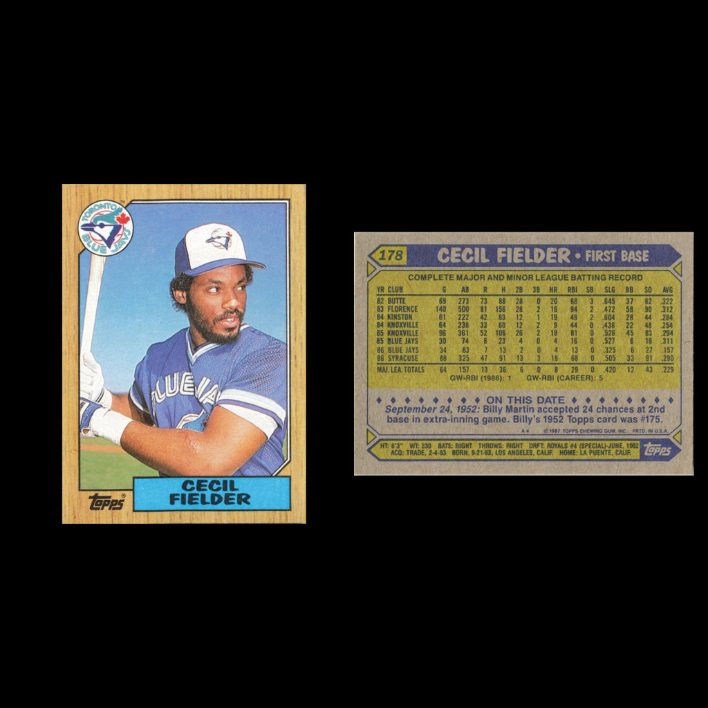 Cecil Fielder Lot 7 Baseball Cards 1987 Topps Toronto Blue Jays Set Collection