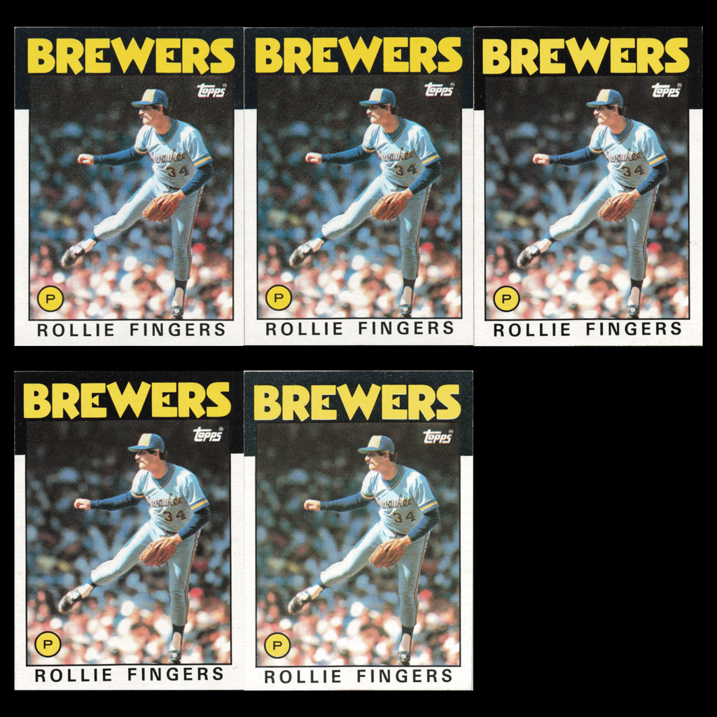 Rollie Fingers Lot 5 Baseball Cards 1986 Topps Milwaukee Brewers Set Collection