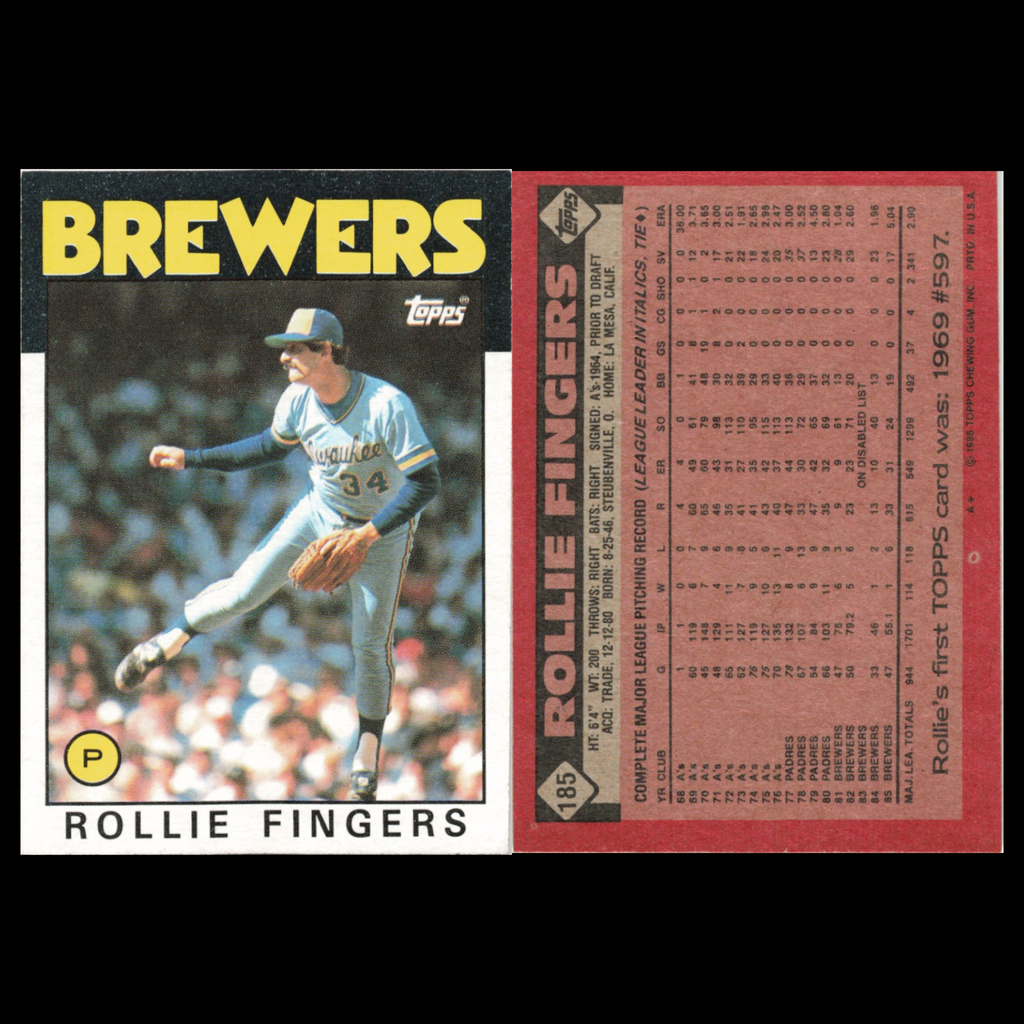 Rollie Fingers Lot 5 Baseball Cards 1986 Topps Milwaukee Brewers Set Collection