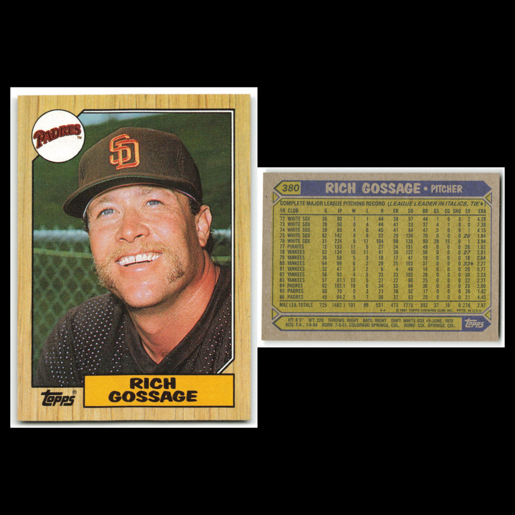 Rich Gossage Lot 5 Baseball Cards 1987 Topps San Diego Padres Set Collection MLB