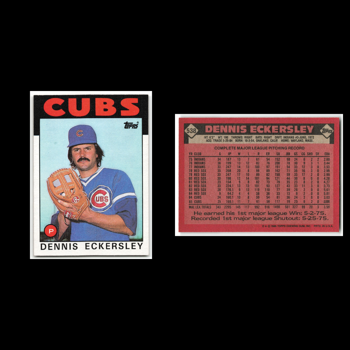 Dennis Eckersley Lot 15 Baseball Cards 1986 Topps Chicago Cubs Set Collection NM