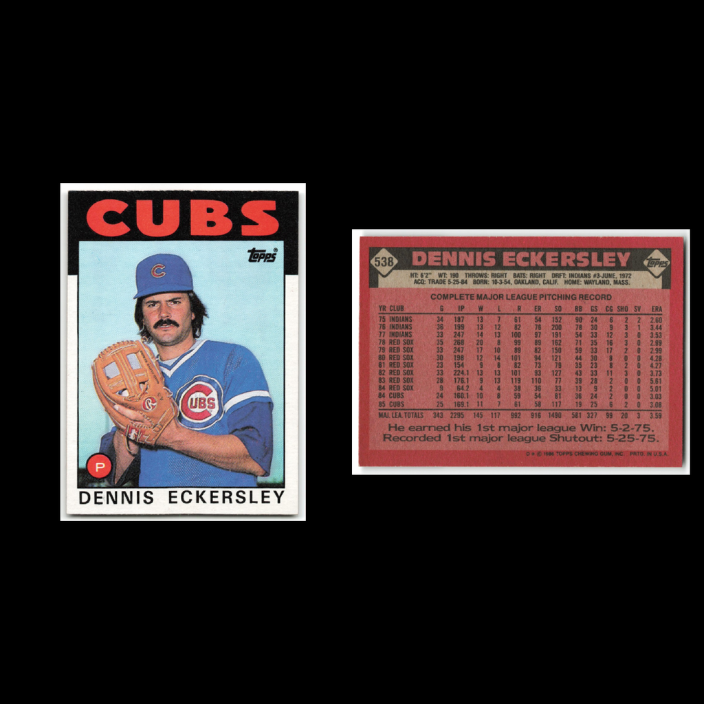 Dennis Eckersley Lot 15 Baseball Cards 1986 Topps Chicago Cubs Set Collection NM