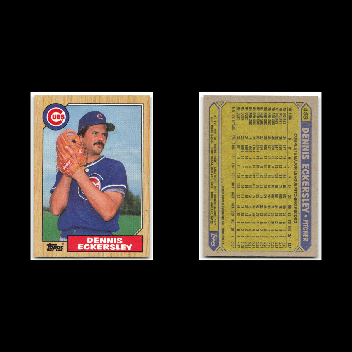 Dennis Eckersley Lot 16 Baseball Cards 1987 Topps Chicago Cubs Set Collection NM