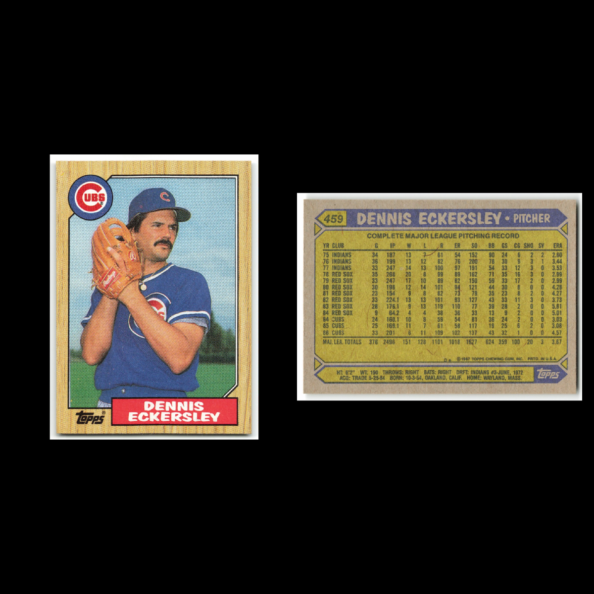 Dennis Eckersley Lot 16 Baseball Cards 1987 Topps Chicago Cubs Set Collection NM