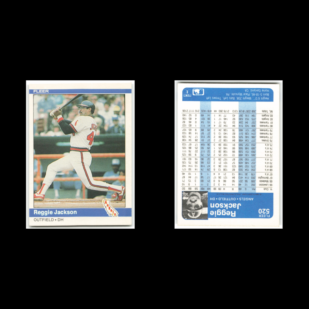 Reggie Jackson Lot 7 Baseball Cards Topps Fleer California Angels Set Collection