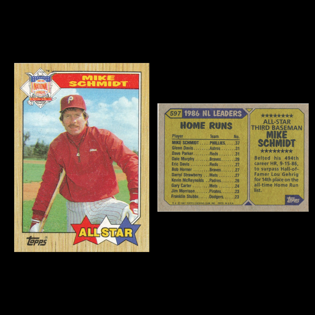 Mike Schmidt Lot 20 Baseball Cards 1987 Topps Philadelphia Phillies Set MLB NM