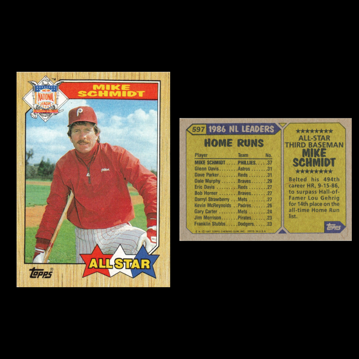 Mike Schmidt Lot 20 Baseball Cards 1987 Topps Philadelphia Phillies Set MLB NM
