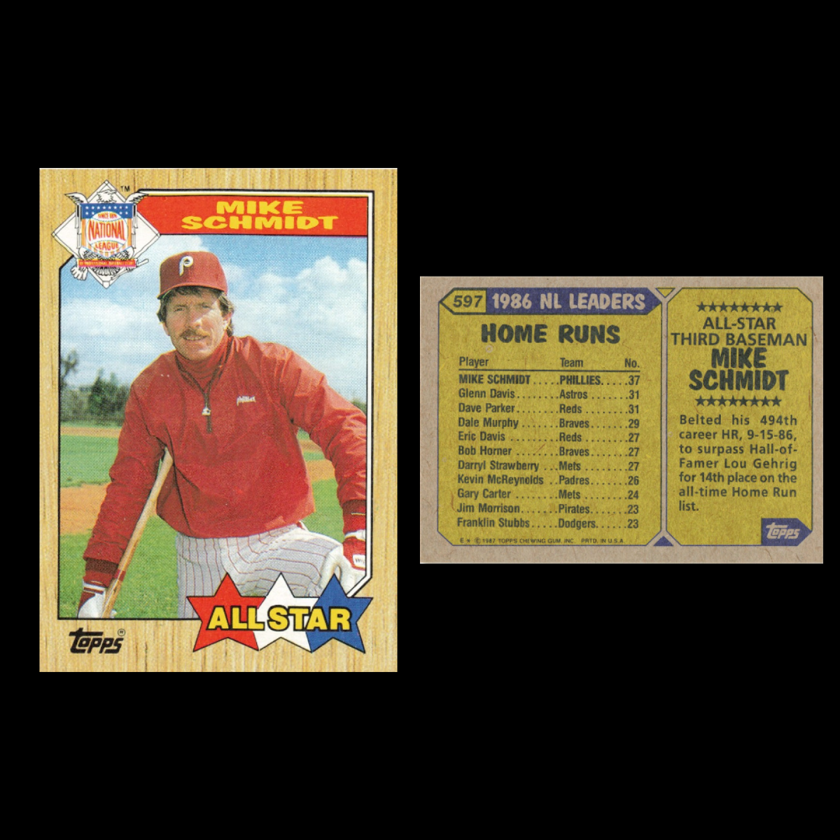 Mike Schmidt Lot 20 Baseball Cards 1987 Topps Philadelphia Phillies Set MLB NM