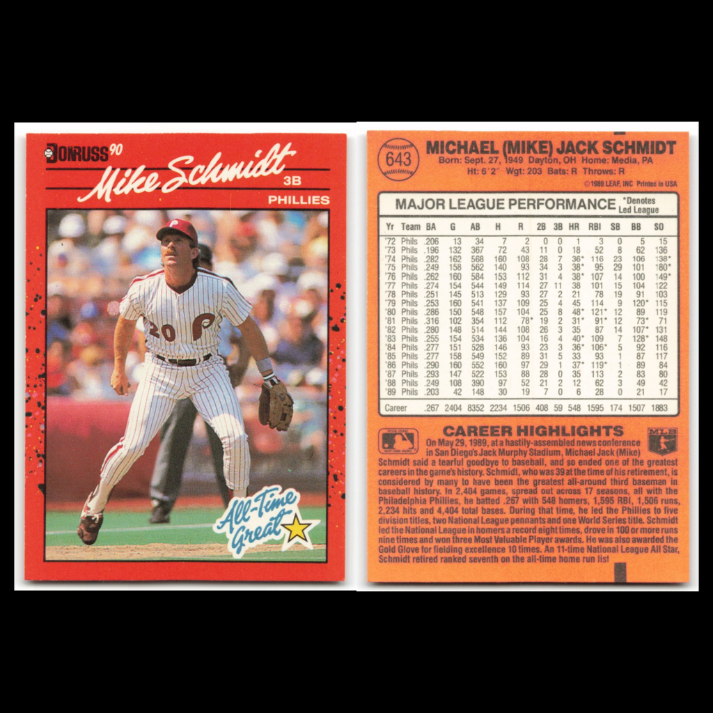 Mike Schmidt Lot 5 Baseball Cardsb Donruss Philadelphia Phillies Set MLB NM