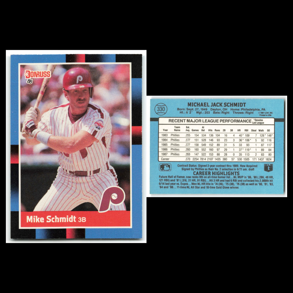 Mike Schmidt Lot 5 Baseball Cards  Donruss Philadelphia Phillies Set MLB NM