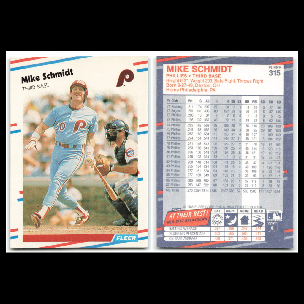 Mike Schmidt Lot 5 Baseball Cards Fleer Philadelphia Phillies Set MLB NM