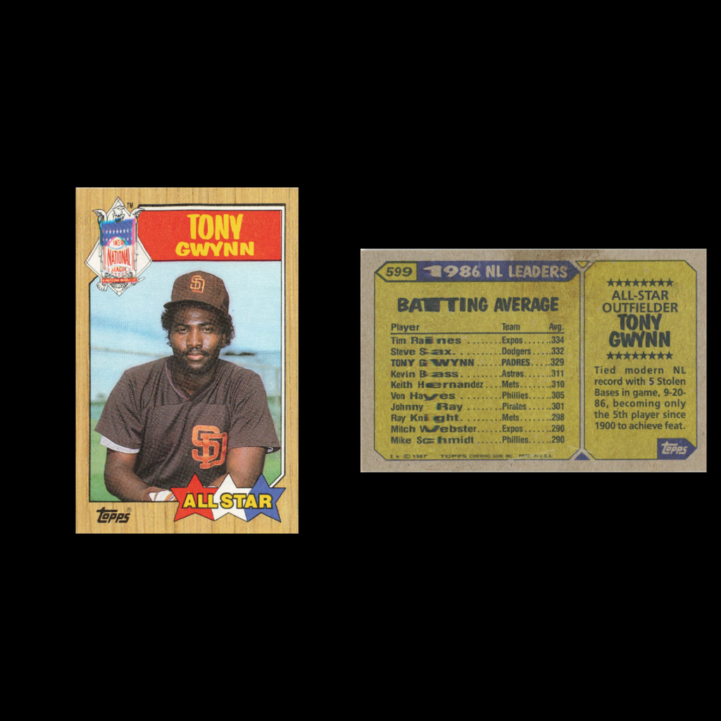 Tony Gwynn Lot 22 Baseball Cards 1987 Topps San Diego Padres Set Collection MLB