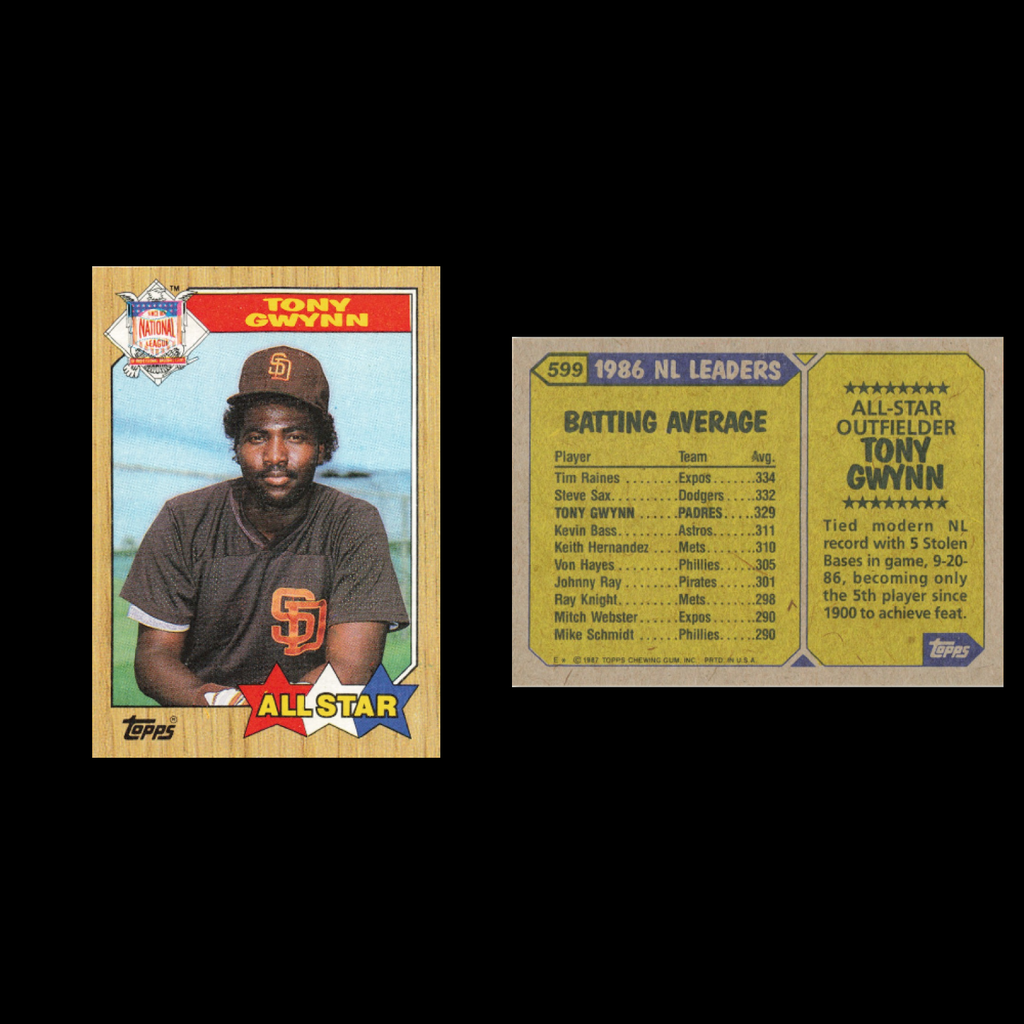 Tony Gwynn Lot 22 Baseball Cards 1987 Topps San Diego Padres Set Collection MLB