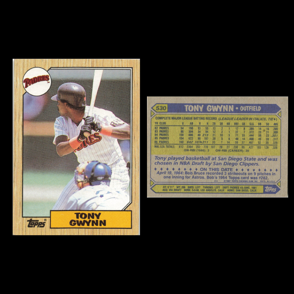 Tony Gwynn Lot 19 Baseball Cards 1987 Topps San Diego Padres Set Collection MLB