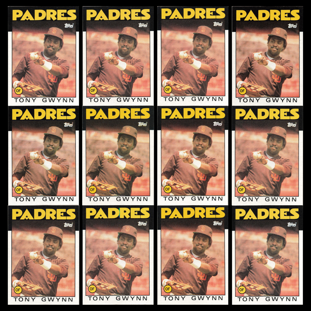 Tony Gwynn Lot 12 Baseball Cards 1986 Topps San Diego Padres Set Collection MLB