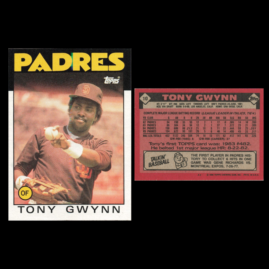 Tony Gwynn Lot 12 Baseball Cards 1986 Topps San Diego Padres Set Collection MLB