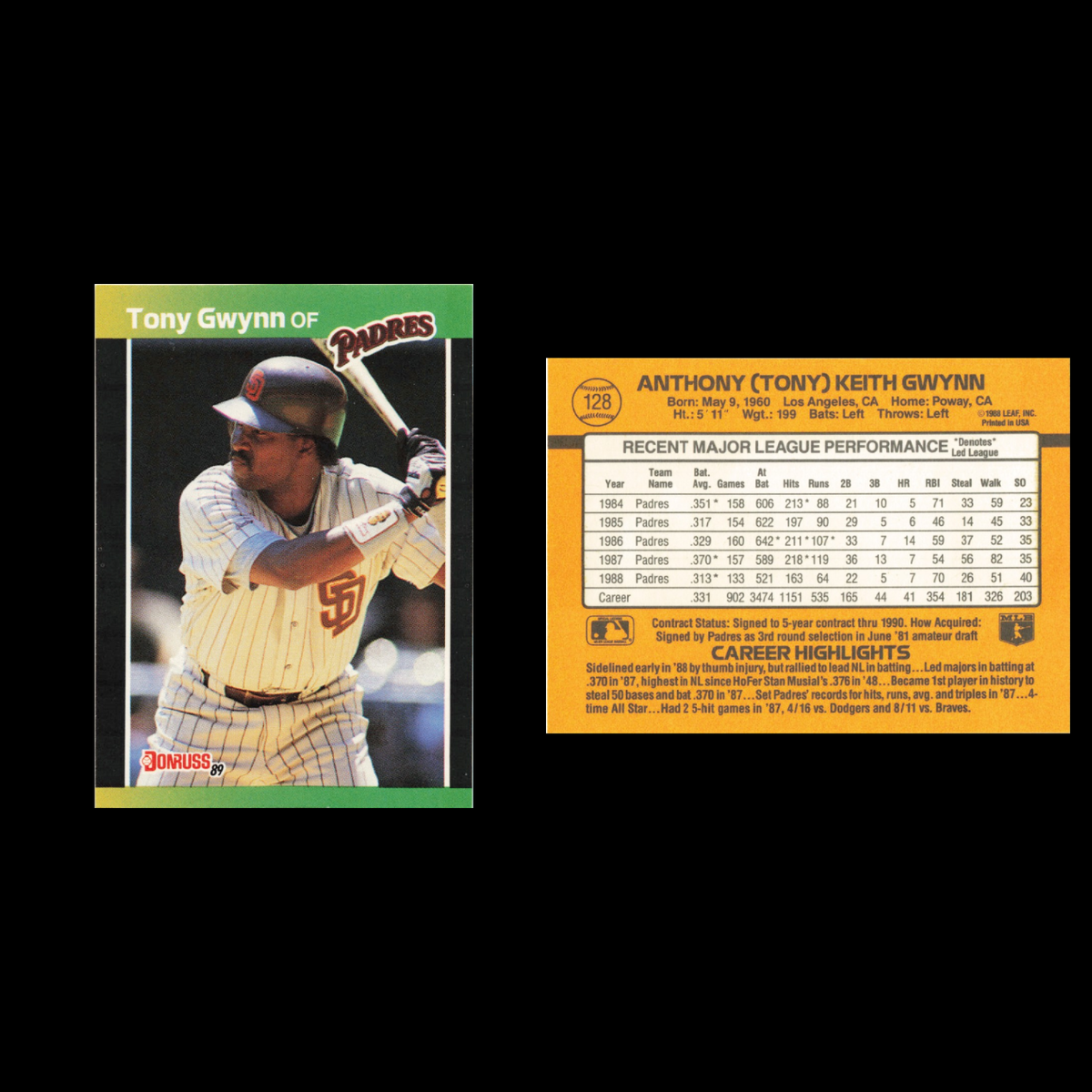 Tony Gwynn Lot 7 Baseball Cards 1989 Donruss San Diego Padres Set Collection MLB