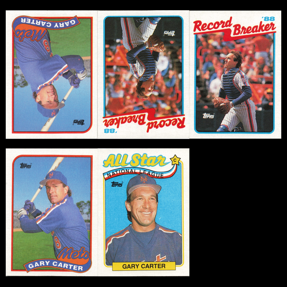 Gary Carter Lot 5 Baseball Cards Topps New York Mets Set Collection MLB NM
