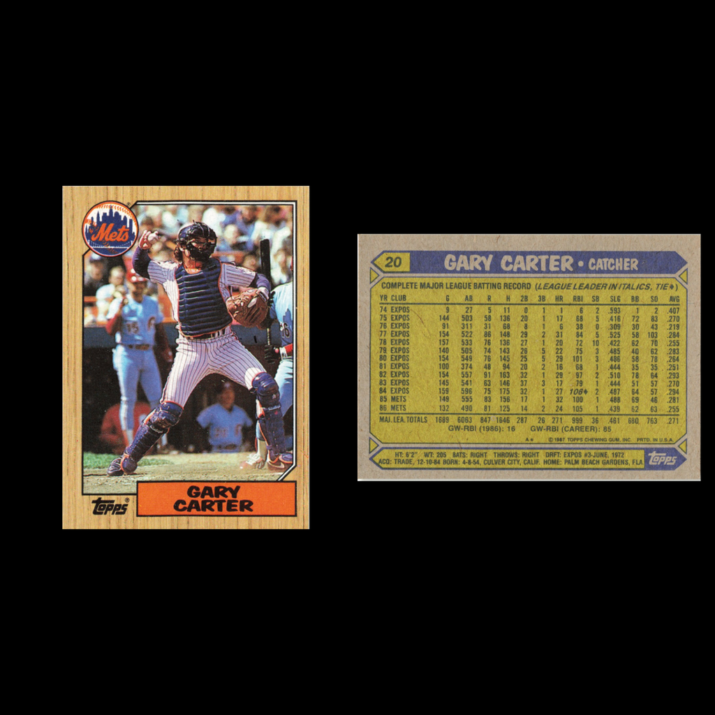 Gary Carter Lot 7 Baseball Cards 1987 Topps New York Mets Set Collection MLB NM