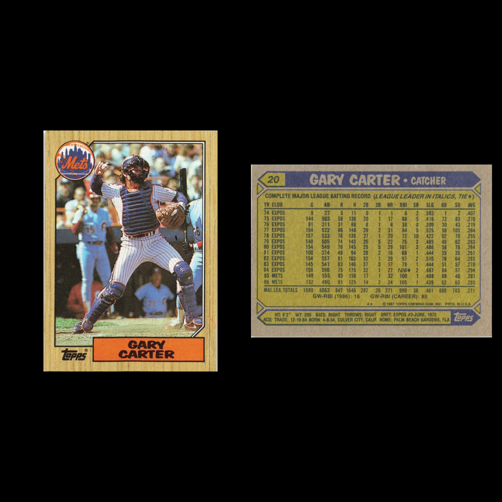 Gary Carter Lot 7 Baseball Cards 1987 Topps New York Mets Set Collection MLB NM