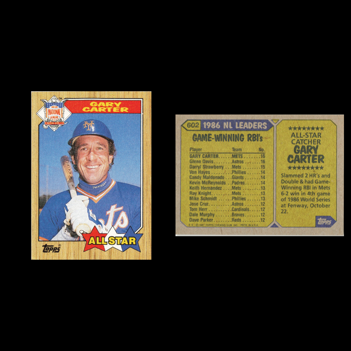 Gary Carter Lot 14 Baseball Cards 1987 Topps New York Mets Set Collection MLB NM