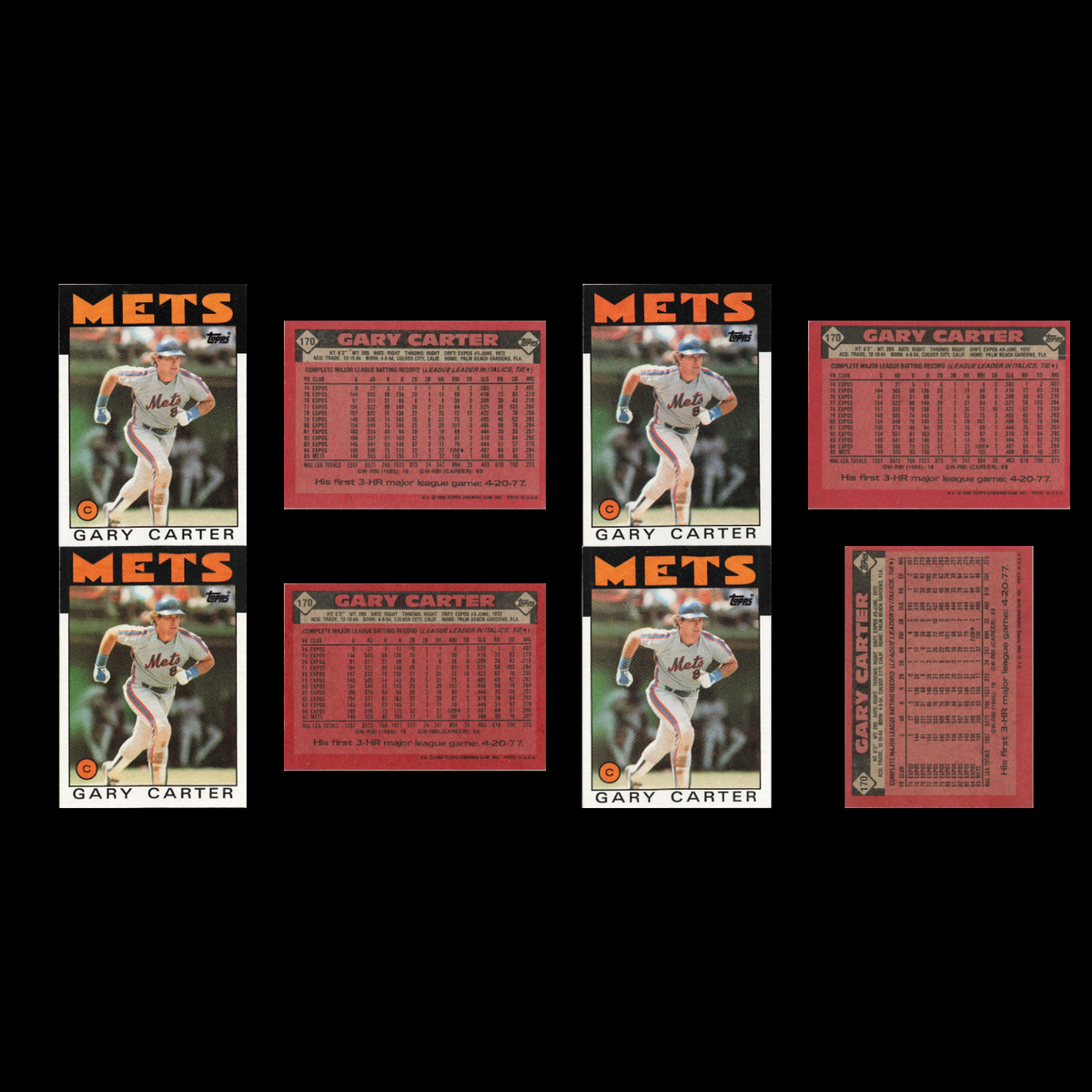 Gary Carter Lot 33 Baseball Cards 1986 Topps New York Mets Set Collection MLB NM
