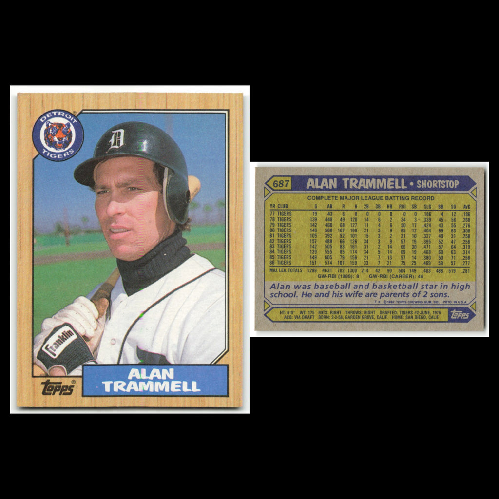 Alan Trammell Lot 6 Baseball Cards Topps Detroit Tigers Set Collection MLB