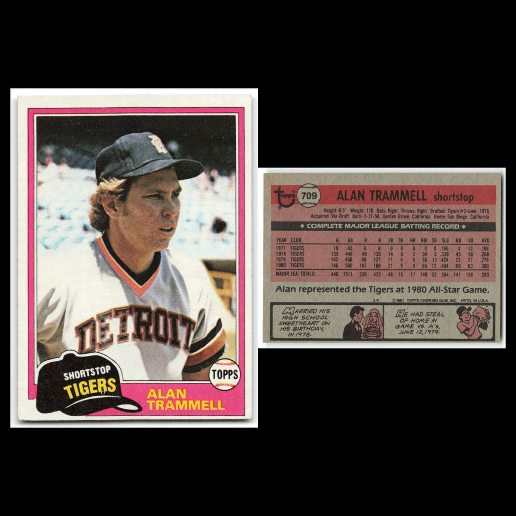 Alan Trammell Lot 6 Baseball Cards Topps Detroit Tigers Set Collection MLB