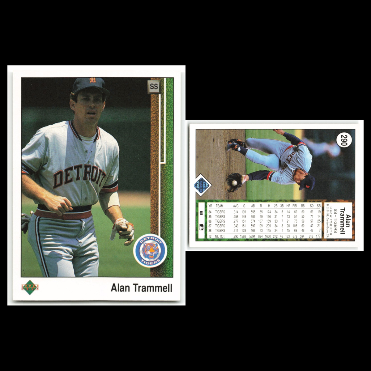Alan Trammell Lot 6 Baseball Cards Donruss Bonus MVPs Detroit Tigers Set NM