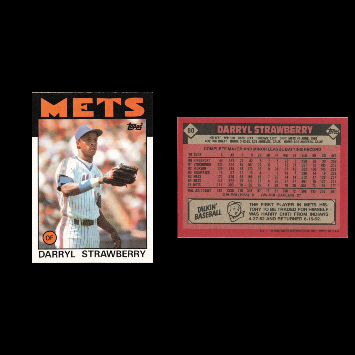 Darryl Strawberry Lot 15 Baseball Cards 1986 Topps New York Mets Set Collection